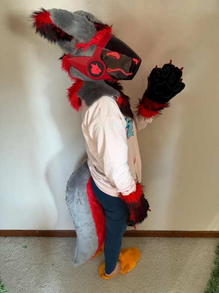 Protogen Premade Fursuit Partial (Head, hand paws, and large Tail with belt)