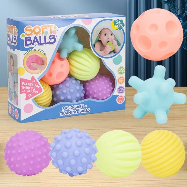 Set 6 Pelotas Sensoriales Para Bebes Estimulantes Sonajas