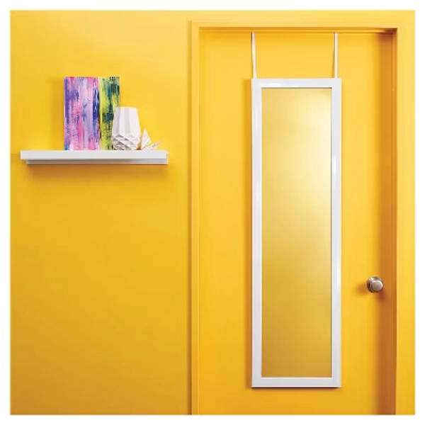 14.81" x 50.75" Over the Door Mirror White - Room Essentials™: Glossy Finish, Full Body Hanging, No Tools Assembly