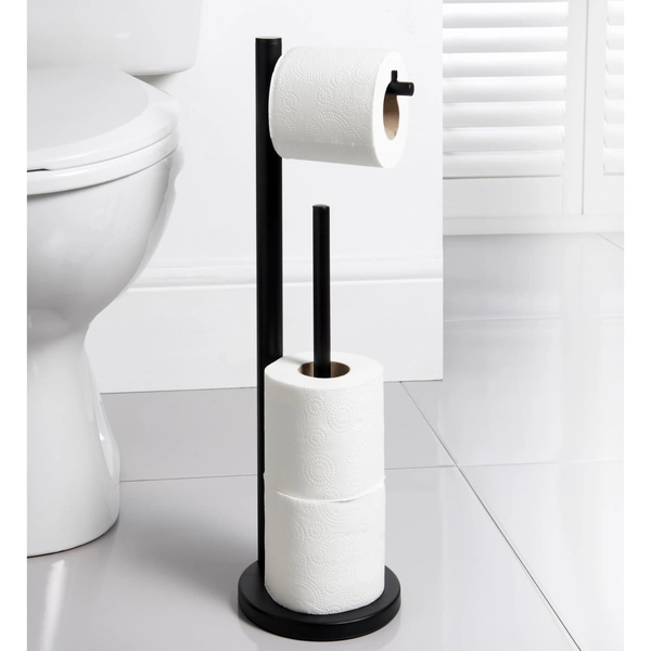 2 in 1 Toilet Roll Holder - Black