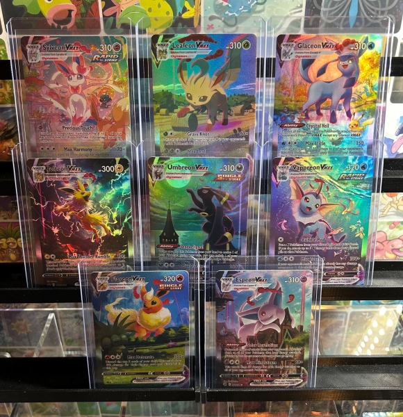 8 Cards Set - Prismatic Evolutions Umbreon Jolteon Flareon Sylveon Espeon Glaceon Leafeon Vaporeon Textured Proxy Holo Not Real Pokemon Card