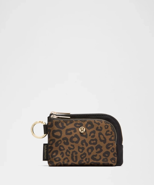 Double Zip Clippable Card Pouch - Black/Leopardo Shift Midi Desert Khaki Multi - ONE SIZE