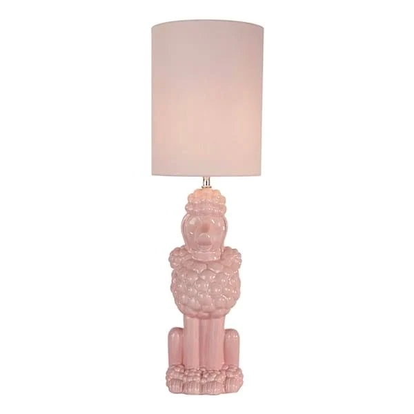 At Home Pink Poodle Ceramic Lamp with Shade