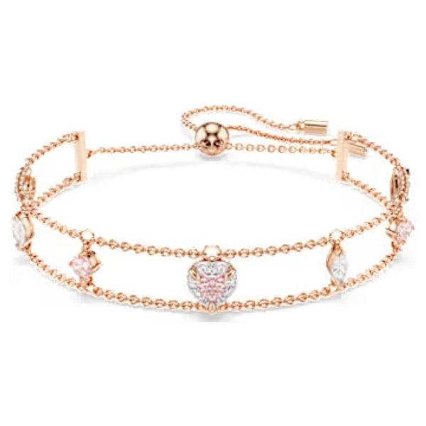 Bracelet One, Tailles variées, Cœur, Rose, Placage de ton or rosé