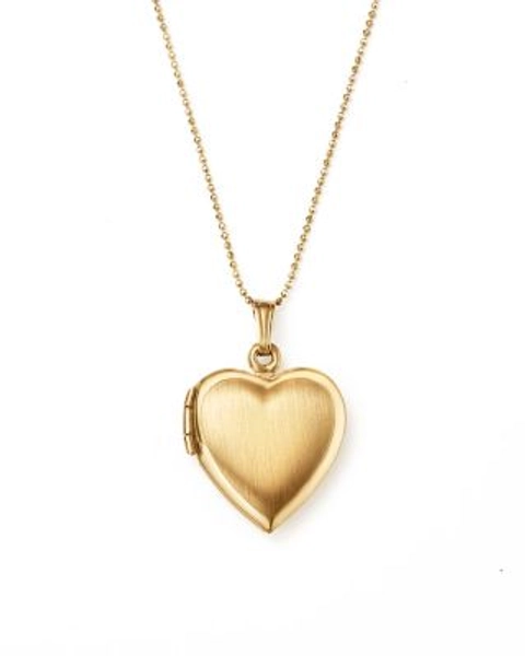  14K Yellow Gold Heart Locket Necklace, 22" 