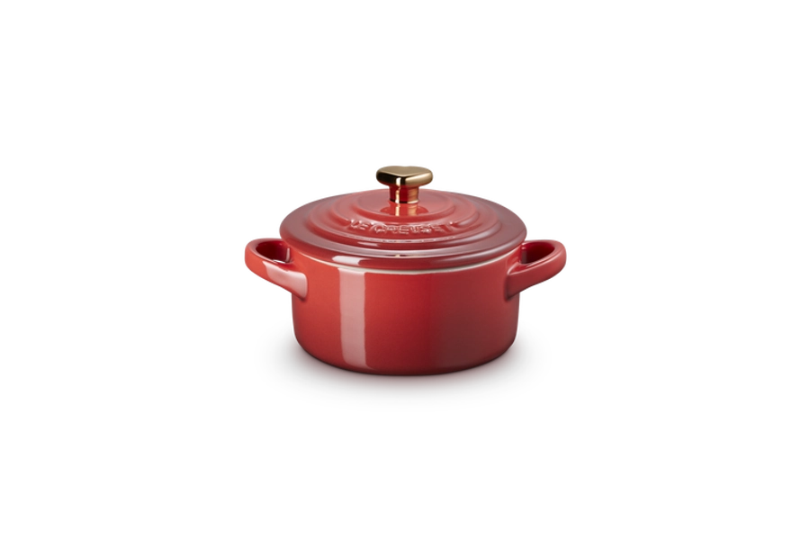 Mini-Cocotte aus Steinzeug mit goldenem Herzknauf
