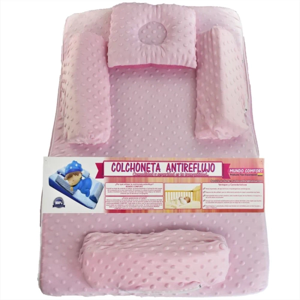 Colchoneta Cojin Antirreflujo Para Bebe Rosa