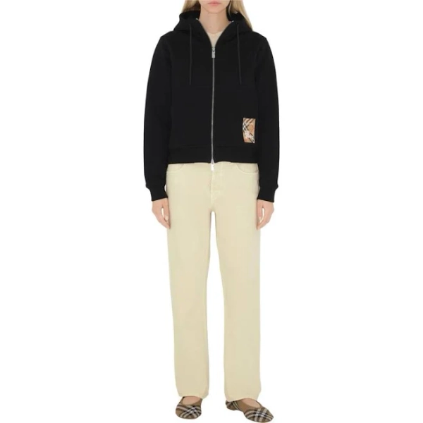 Burberry Women's Check Label Cotton Zip Hoodie