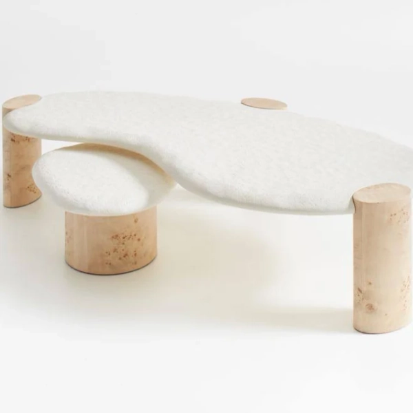 crate & barrel Sassolino Burl Wood Nesting Tables by Athena Calderone