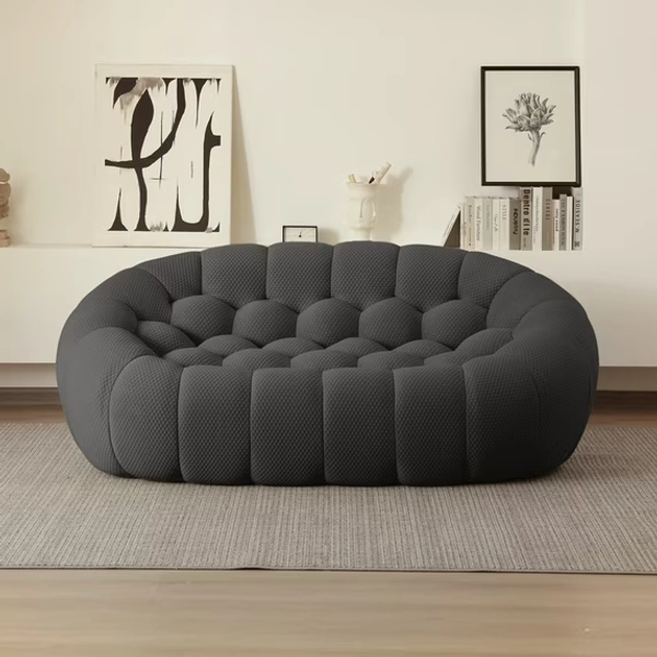 Sodrens 79.53" Bubble Couch,Modern Upholstered Mesh Fabric Lazy Floor Sofa,3D Honeycomb Shape Bubble Sofa Curved Couch for Living Room,Office,Apartment,No-Assembly(Dark Grey,Loveseat)