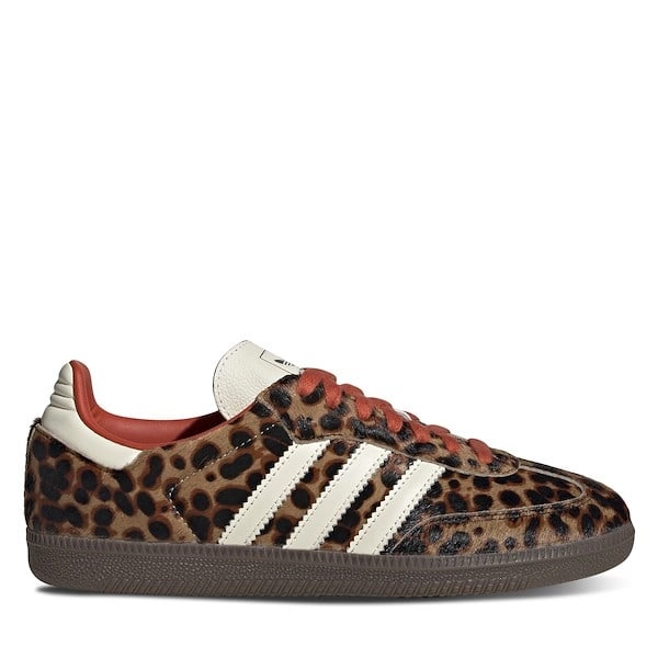 Women's Samba OG Leopard Sneakers in Dark Brown/Off-White/Orange