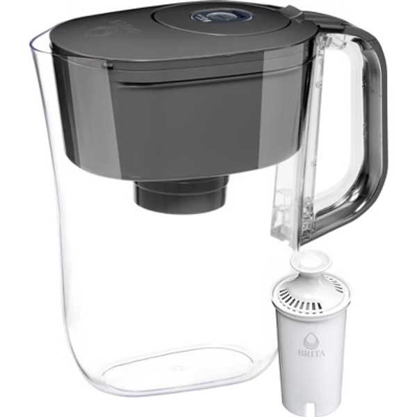 Brita Water Filter 6-Cup Denali Water Pitcher Dispenser with Standard Water Filter  Slate Gray