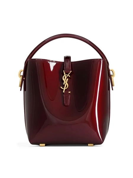 Saint Laurent Women's Le 37 Mini Bucket Bag in Patent Leather - Gloss Burgundy