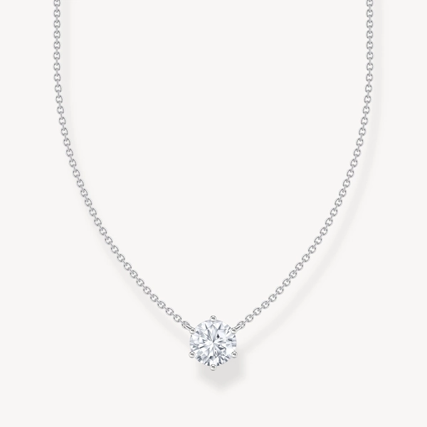 Silver necklace with white zirconia pendant