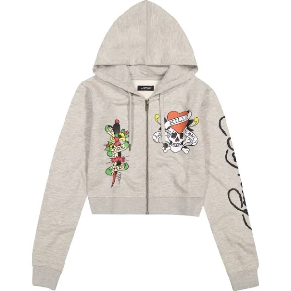 Ed Hardy Women's Love Kills Slowly Cropped Hoodie