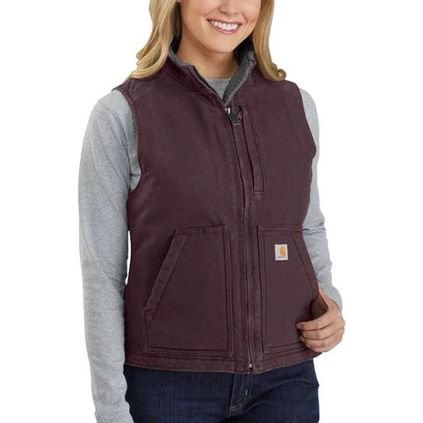 Carhartt Women's Washed Duck Sherpa Lined Mock Neck Vest