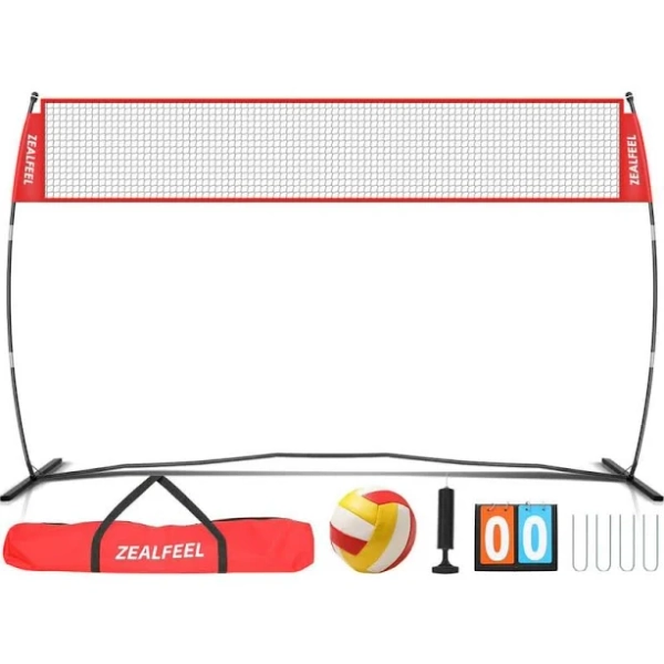 Zealfeel Adjustable Portable Volleyball Training Net Set with Carry Bag
