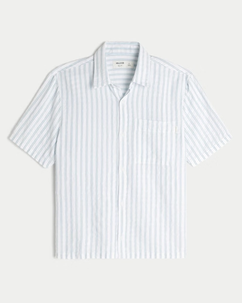 Boxy Short-Sleeve Seersucker Shirt