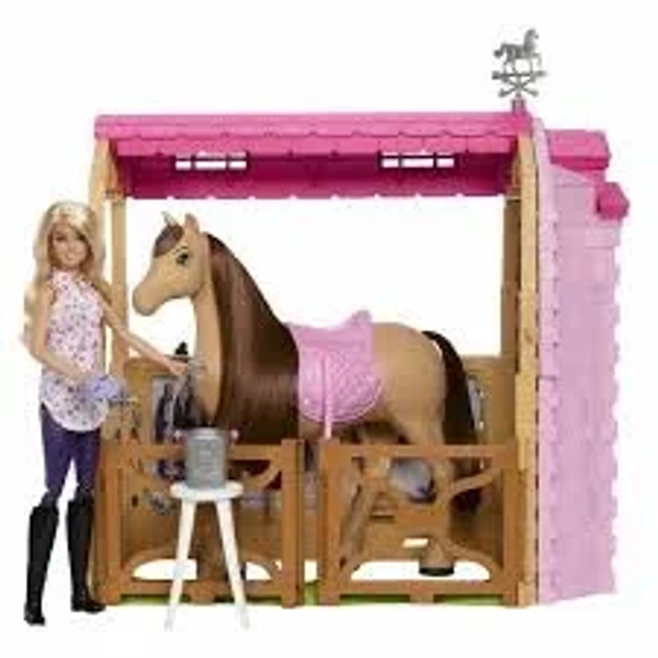 Barbie World Horse Stable Playset with Toy Horse