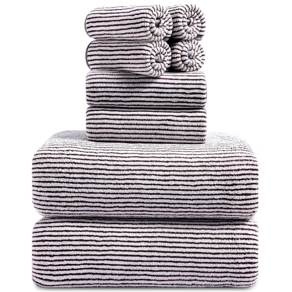 Smuge 8 Piece Extra Large Bath Towel Sets, 2 Large Bath Towels , 2 Hand Towels, 4 Washcloths, Soft Microfiber, Quick Dry, Highly Absorbent Oversized Bath Towels for Bathroom Kitchen Spa(Black White) - Walmart.com