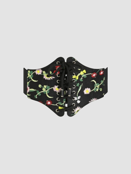 Lace Up Embroidery Corset Belt
