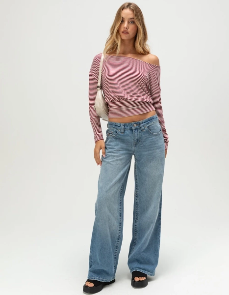 RSQ Womens Low Rise Y2K Baggy Jeans - MEDIUM WASH