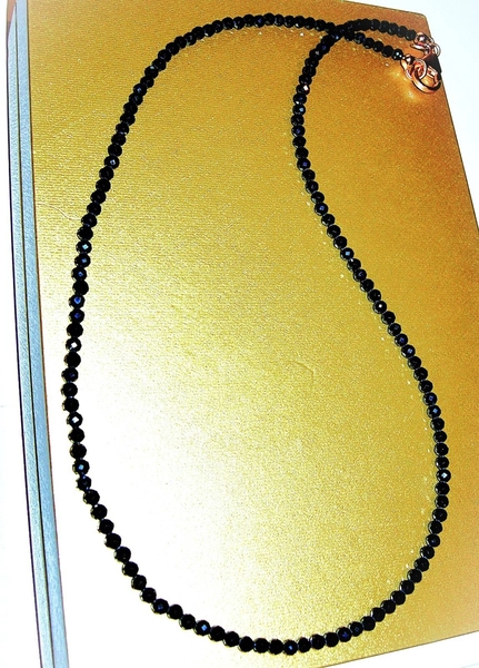 BRONZO ITALIA **BEAUTIFUL** BLACK SPINEL GEMSTONE NECKLACE 18" NEW IN POUCH QVC