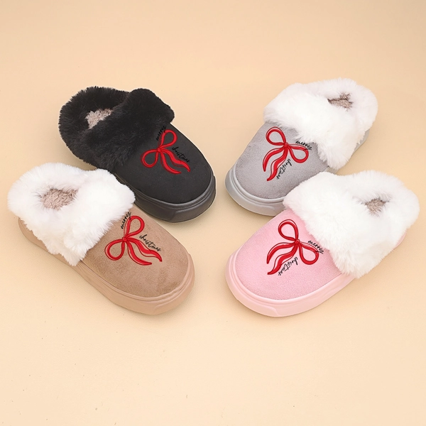 [Short Plush for Home] Warm Plush 4cm Thick Sole Slippers | Home Indoor Cartoon Cute Soft Comfortable Flat | Autumn Winter Teenager School