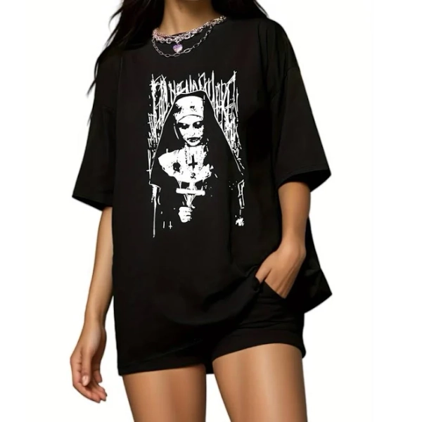 Women's Goth Y2k Emo Alt Harajuku Graphic Half-Sleeves T Shirt