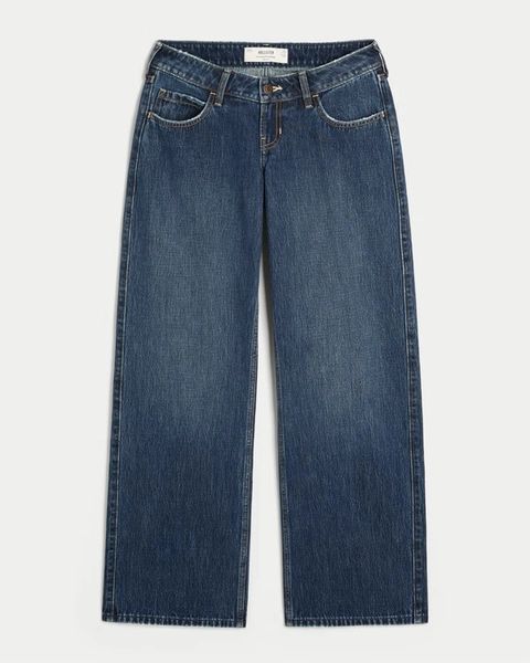 Ultra Low-Rise Dark Wash Baggy Jeans