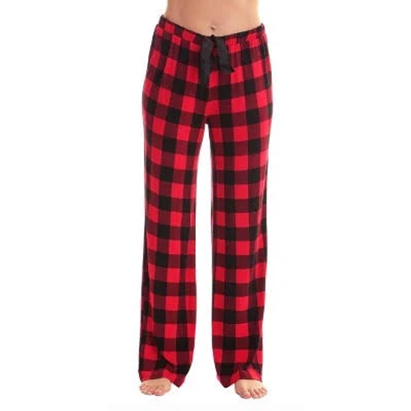 #followme Women's Silky Fleece Buffalo Plaid Pajama Pants
