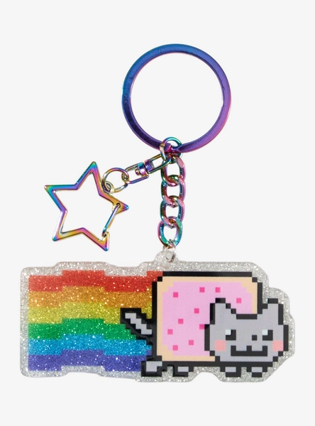 Nyan Cat Glitter Acrylic Keychain Hot Topic Exclusive