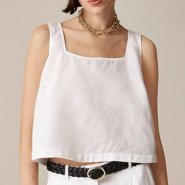 J.Crew Women's Squareneck Linen Button-Back Top