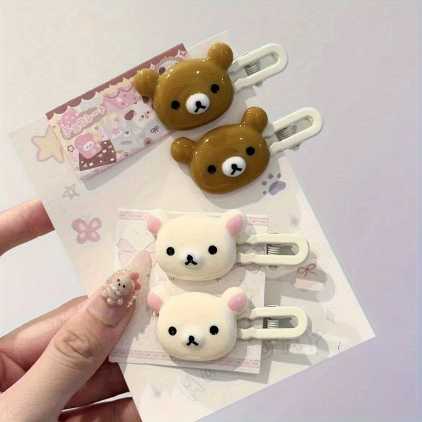 4pcs Set of Cute Panda Hair Clips, Fashionable Plastic Hair Additions, Sweet Animal Hairpins with 'S Heart And Duckbill Designs, Suitable for Little