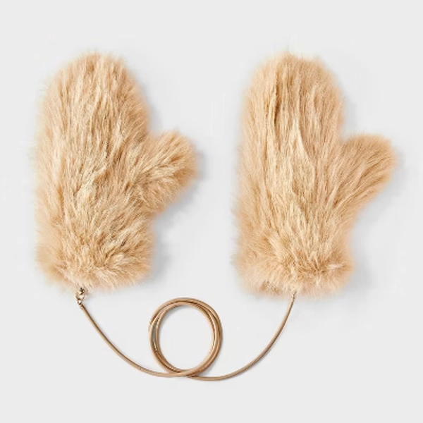 Cozy Alpine Faux Fur Mittens - Universal Thread™ Light Brown One Size