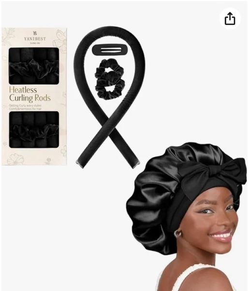 Amazon.com : Satin Bonnet and heatless Hair Curler for Sleep in : Beauty & Personal Care
