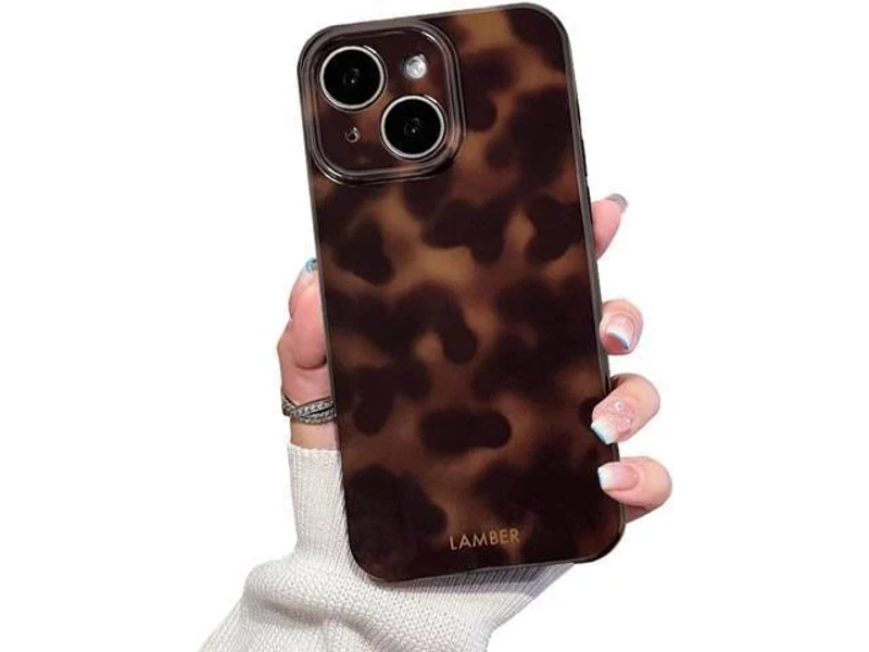Cute Phone Case for iPhone 13 Case Amber Leopard Full Camera Protective Slim Shockproof Aesthetic-Brown Amber