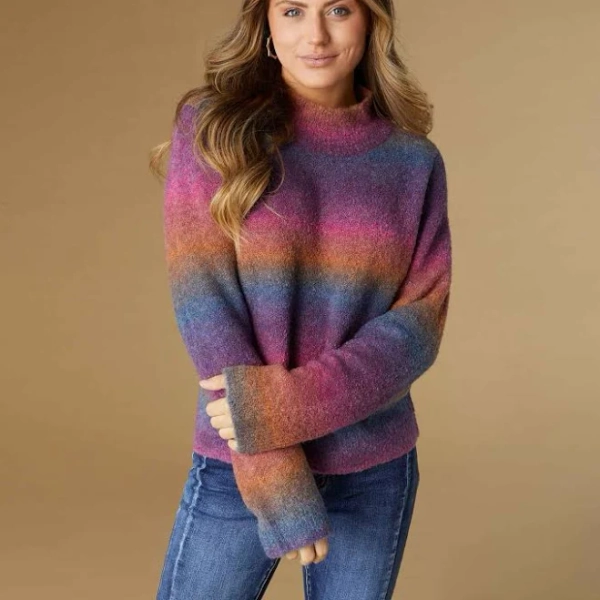 Coco Carmen Women's Rachel Fuzzy Ombre Sweater