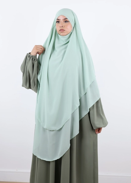Khimar 2 Layer Chiffon Rounded Water Green - Ina Collection