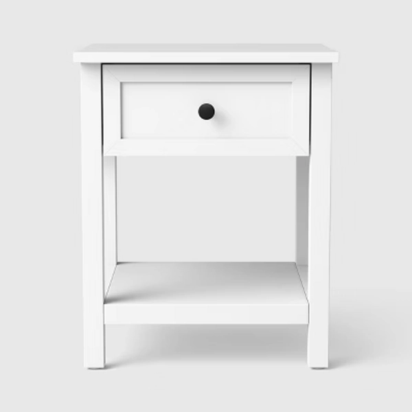 Traditional Side Table with Storage Drawer Classic White - Fully Assembled
