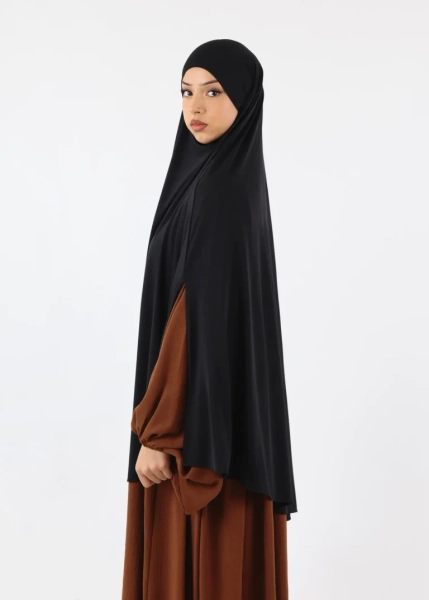 Medium Cape Premium Jersey Khimar - Black - Ina Collection