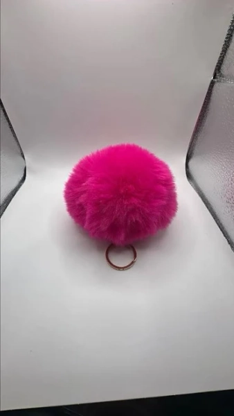 Dark pink puff keychain2