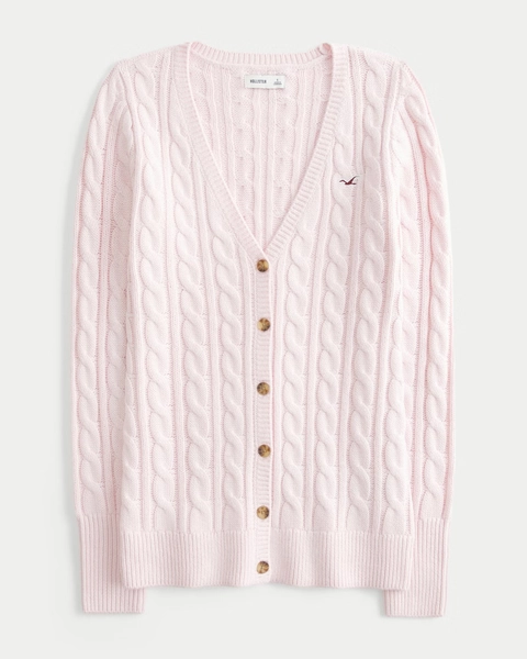 Cable-Knit Icon V-Neck Cardigan