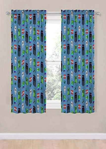Minecraft Monster Hunters 2 Panels Drapes Set - 63 Inch Long - Gamer Home Décor