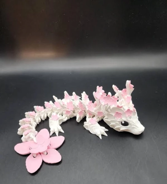 Baby Cherry Blossom Dragon | Articulated | Fidget | Animals | Cute | Flexible | Sensory | Detailed | Pet | 3D Printed | Fun | Kids | Gift