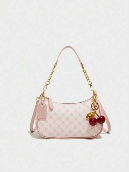 2025hot Selling-The New Fashion Classic Wild Letter Pattern Decoration Design Solid Color Pu Waterproof Fabric Shoulder Crescent Bag Underarm Bag Is Suitable For Shopping And Can Be Slung..