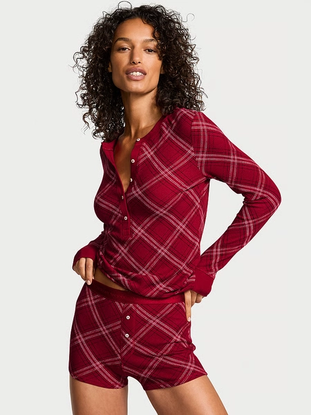 Soft Thermal Henley Short Pajama Set