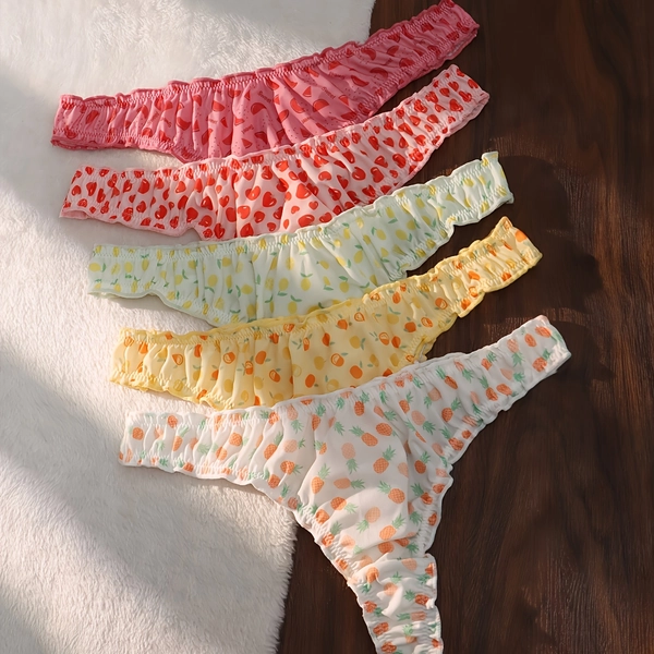 5pcs Comfortable Low Waist Soft Sexy Women'S Thong Underwear for Summer