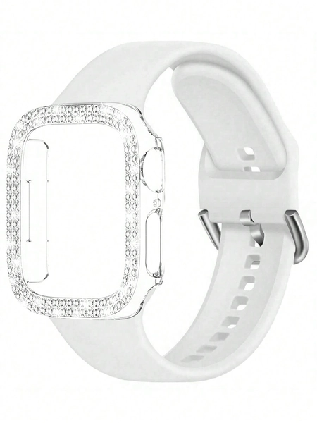 2pcs Soft & Comfortable Silicone Watch Bands, Decorated With Shiny Rhinestones, Compatible With Apple Watch Bands 38/40/41/42/44/45/46/49mm, Suitable For Apple Watch Series Ultra/SE/11/10/9/8/7/6/5/4/3/2/1, Smart Watch Accessories
