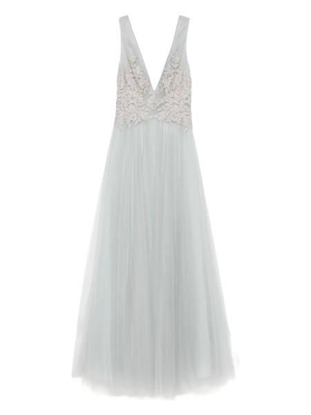 Costarellos embellished V-neck tulle maxi dress | 36